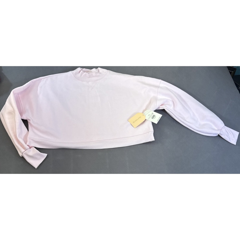 Blogilates Sweatshirt Womens XL NWT Light Pink Cropped Mock Neck Pullover Cozy